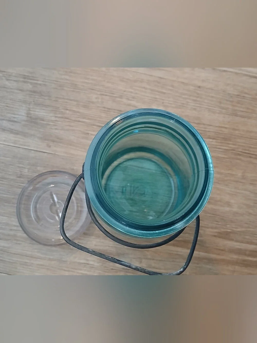 Teal Vintage-Style Glass Mason Jar with Wire Bail